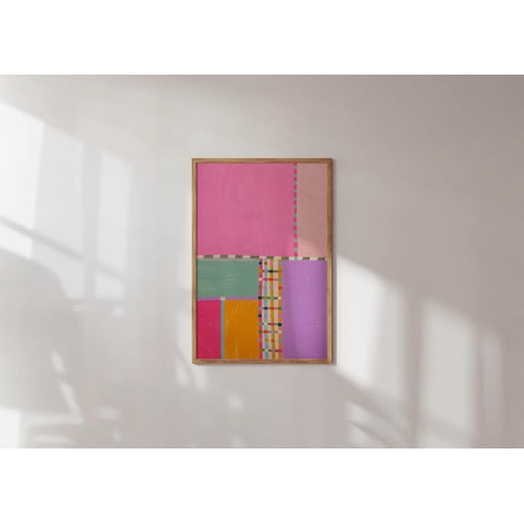 Colorful Grid Abstract Geometric Art Illustration, Unframed Paper Poster 8x10in