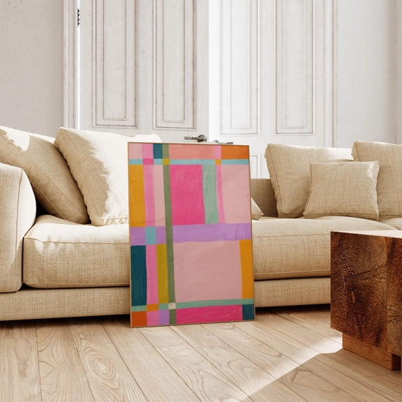 Colorful Grid Abstract Geometric Wall Art, Unframed Paper Poster 8x10in