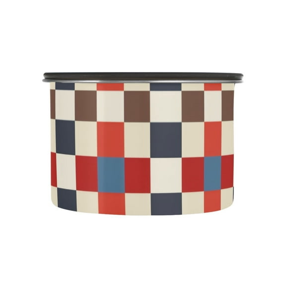 Colorful Grid Airtight Coffee Bean Canister 17oz Food Storage Containers with Lids For Gournd, Tea, Sugar, Flour, Rice, Cereal, Candy Cookie Jar