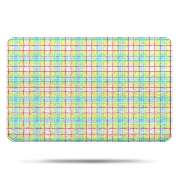 Colorful Grid Checkered Pattern Bathroom Rugs Mat,Non Slip Microfiber Bathroom Rug,Rubber Backing,Soft Bathroom Mats for Bathroom Floor,Tub and Shower,17x27in(43x68cm)