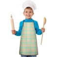 thumbnail image 1 of Colorful Grid Checkered Pattern Kids Aprons for Girls and Boys,Adjustable Neck Strap Toddler Aprons for Kids Cooking Baking, 1 of 6