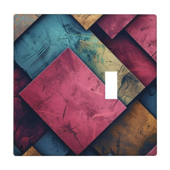 Colorful Grid Light Switch Cover Decorative Switch Plates and Outlet Covers Wall Plate for Electrical Kitchen Home Office Art Decor Standard Size