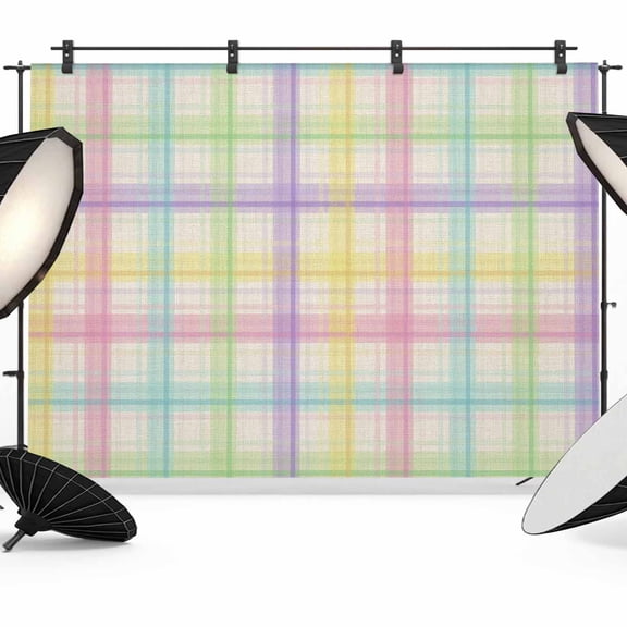 Colorful Grid Plaid Backdrop for Photoshoot,Photography Photo Studio Background Wall Backdrop,Country Vintage Simple Geometric Back Drop Banner Panel for Portraits Wedding Party Live Streaming 7x5Ft