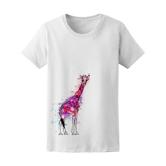 Colorful Grunge Splashes Giraffe T-Shirt Women -Image by Shutterstock, Female x-Large