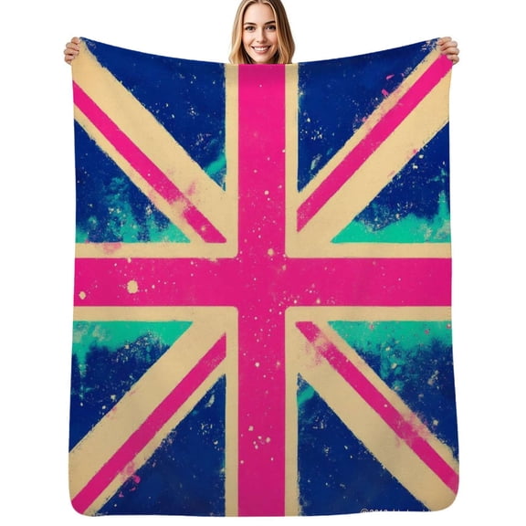 Colorful Grunge Union Jack Soft Blanket Travel Bedding Throws Flannel Bedspread Sofa Bed Cover