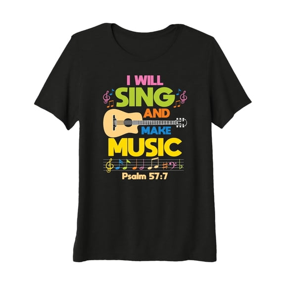 Colorful Guitar Graphic Christian Music T-Shirt for Church Singers and Rock Band Fans