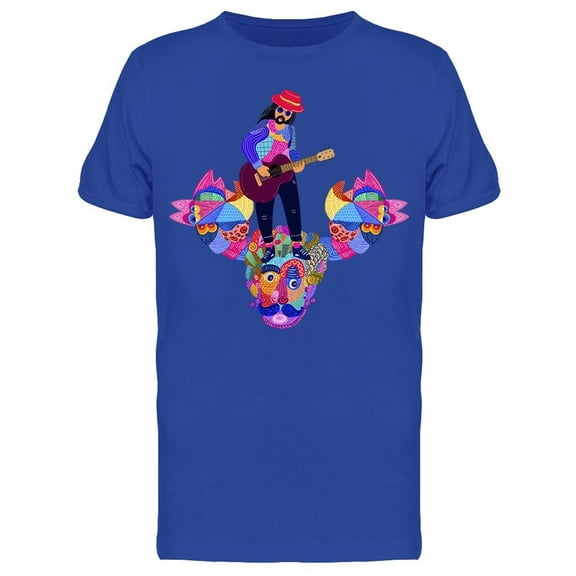 Colorful Guitar Player Doodleds T-Shirt Men -Image by Shutterstock, Male Medium