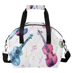 Colorful Guitar Violin Saxophone Notes Insulated Lunch Bag Reusable Quilted Lunch Box Waterproof Leakproof Lunch Container