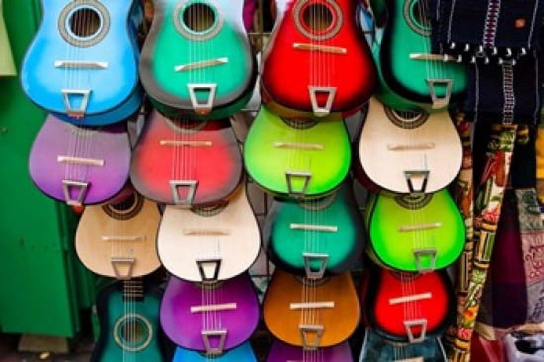 Colorful Guitars Downtown Los Angeles Canvas Art - Panoramic Images (19 x 12)