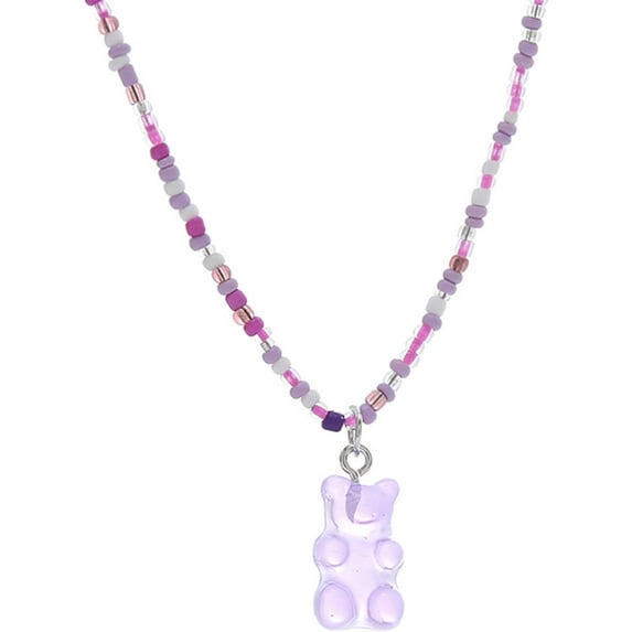 Colorful Gummy Bear Necklace, Cute Resin Candy Necklace with Adjustable Chain, Kawaii Jewelry for Women