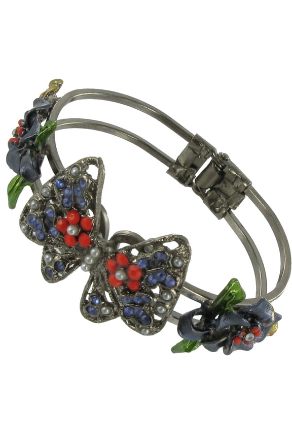 Colorful Gunmetal Butterfly Clamp Bracelet Size Small Ladies Adult Female Women