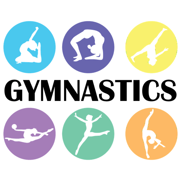 Colorful Gymnastics Sports Silhouette Collection for Gym Room Decoration Vinyl Wall Decal - 20" x 16"
