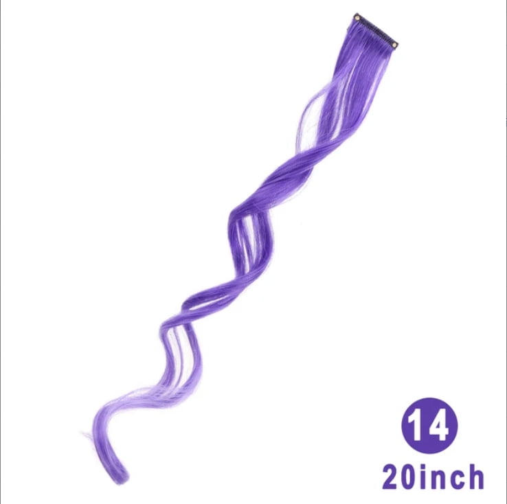 Colorful Hair Extensions Curly One Clip in Synthetic Long Hairpiece For Girls Women Kid Multi-colors Party Highlights Wig Piece