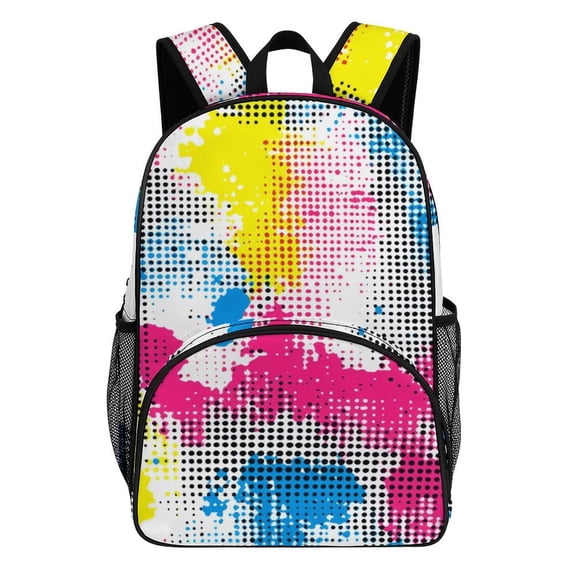 Colorful Halftone Paint Splatter Art Teenage Backpack Middle Students Bookbag Outdoor Daypack