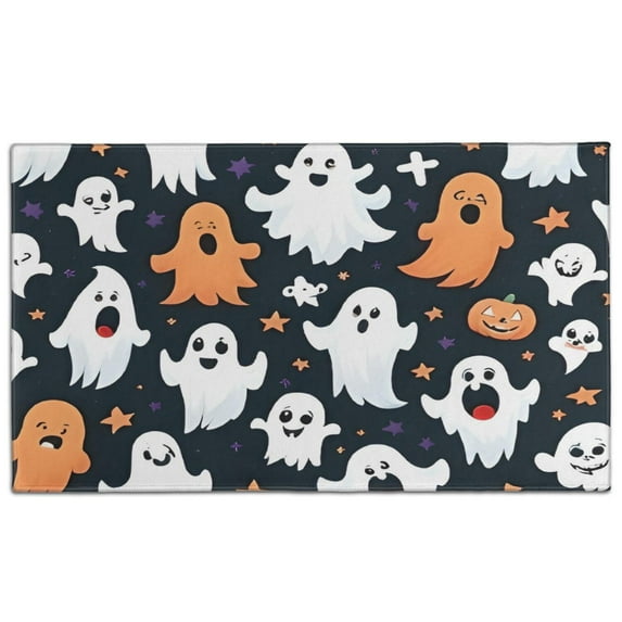 Colorful Halloween Ghosts Pattern Door Rugs,Washable Non Slip Door Mats Indoor,Decorative Door Mats,Entry Mat Indoor for Entrance,Bedroom,Kitchen,Bathroom,17"x30"