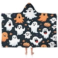 thumbnail image 1 of Colorful Halloween Ghosts Pattern Hooded Bath Towel，50"x30" for Ages 3 To 12 Kids, Quick Dry Lightweight Soft Microfiber Hood Beach Towel Cover Up for Kids, 1 of 7