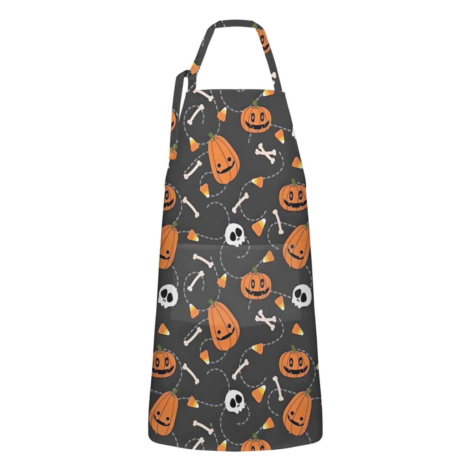 Colorful Halloween Icons Apron-Garden Aprons for Women with Pockets ...