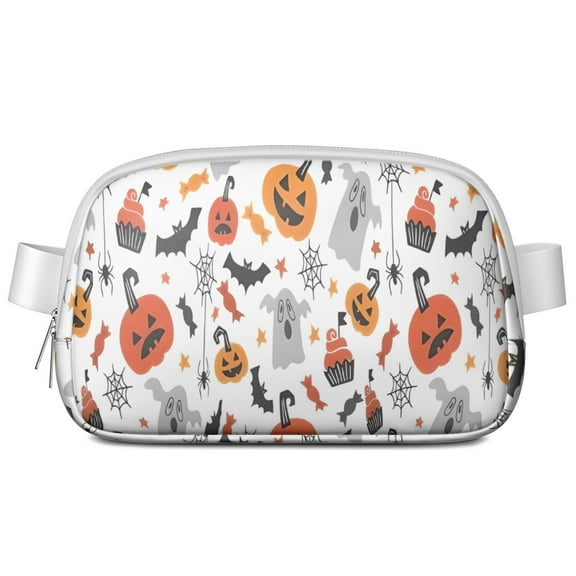 Colorful Halloween Icons Pattern Cute Fanny Packs for Women,Travel Waterproof Crossbody Fanny Bags Waist Purse for Women Anti Theft Adjustable Strap for Running Travel Cycling