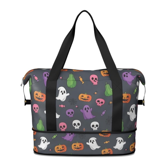 Colorful Halloween Icons Pattern Expandable Travel Tote Bag, Overnight ...