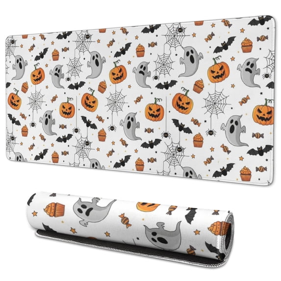 Colorful Halloween Icons Pattern Extended Large Mouse Pad, Gaming Desk ...
