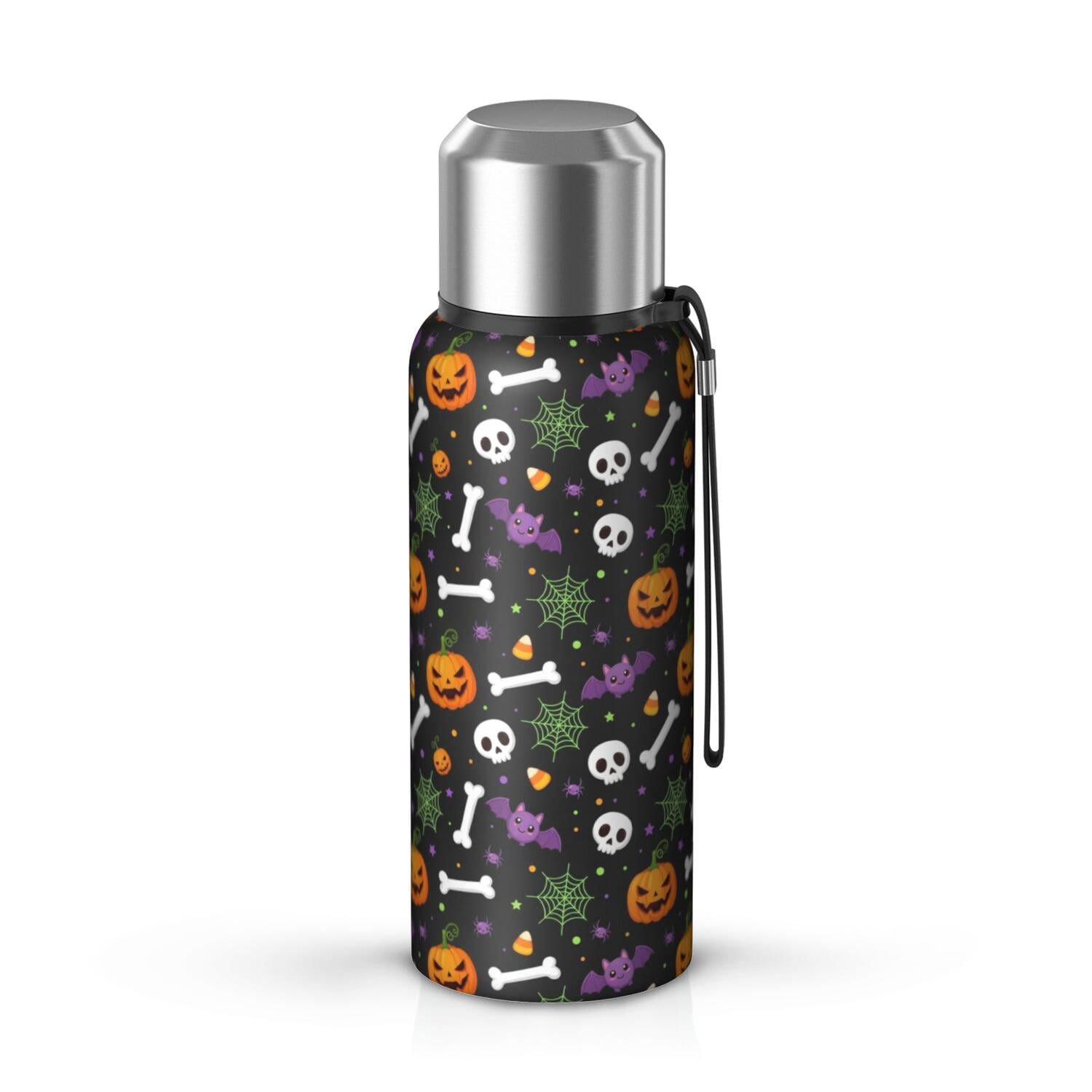 Colorful Halloween Icons Pattern Insulated Coffee Thermos, Vacuum ...