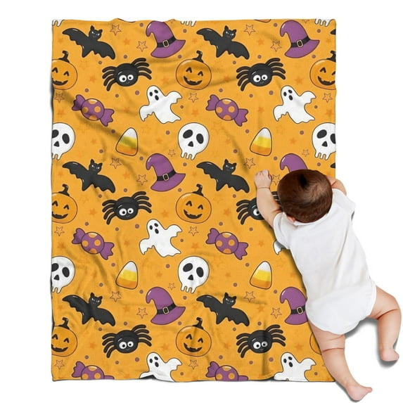 Colorful Halloween Pattern Blanket,Comfortable Soft Flannel Throw Blanket,All Season,Warm Lightweight Blankets for Sofa Bed Couch Living Room Chair,30"x40"