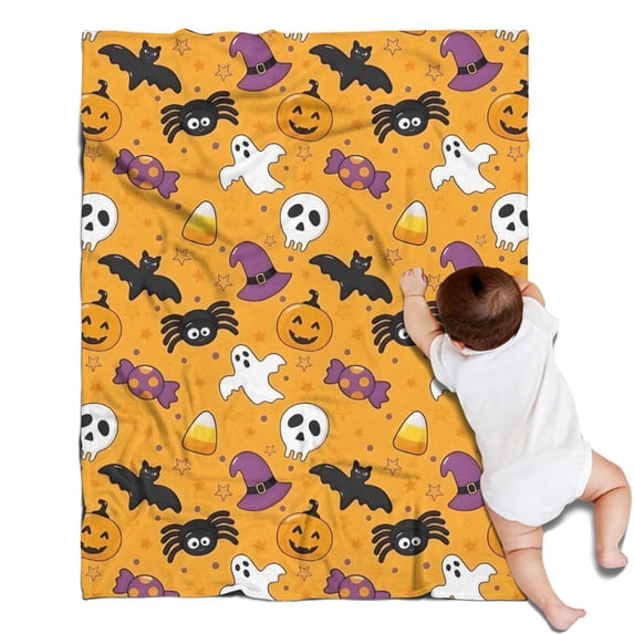 Colorful Halloween Pattern Blanket,Comfortable Soft Lamb Wool Throw Blanket,All Season,Warm Lightweight Blankets for Sofa Bed Couch Living Room Chair,30"x40"