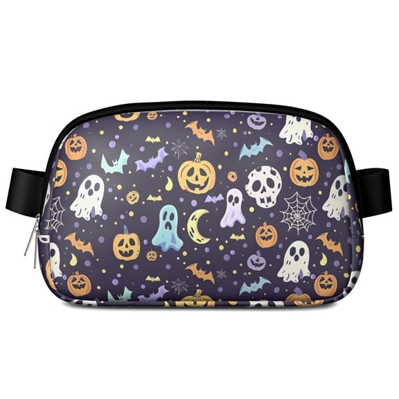 Colorful Halloween Pattern Cute Fanny Packs for Women,Travel Waterproof Crossbody Fanny Bags Waist Purse for Women Anti Theft Adjustable Strap for Running Travel Cycling