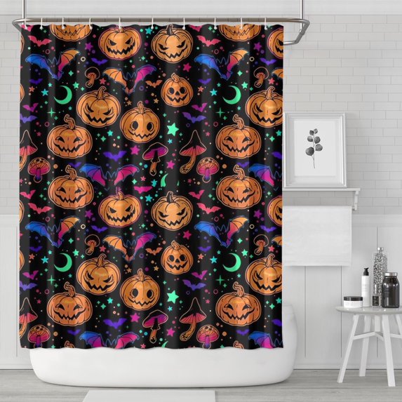Colorful Halloween Pattern Shower Curtain 72"x84" ,Bathroom Decorative Shower Curtains Set with 12 Hooks,Modern Waterproof Washable Shower Curtain
