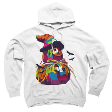 Colorful Halloween Pumpkin White Graphic Pullover Hoodie - Design By Humans  M