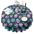 thumbnail image 1 of Colorful Halloween Pumpkins Pattern Round Tablecloth 60"x60",Wrinkle Wipeable Table Cloth for Kitchen Dining Room Picnic Patio Party, 1 of 6