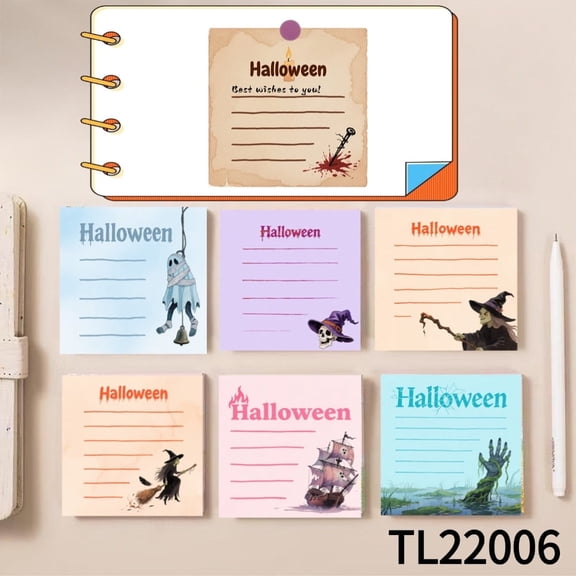 Colorful Halloween Sticky Notes - Fun and Functional (3.54×3.54 Inches) 100-Pack with105 Emoticon Stickers, Quickly Jotting Down Reminders, Leaving Temporary Messages, Marking Key Points