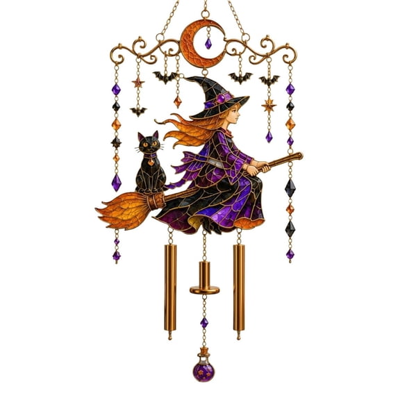 Colorful Halloween Wind Chime Hanging Decor, Indoor Outdoor Porch Garden Festive Seasonal Ornament