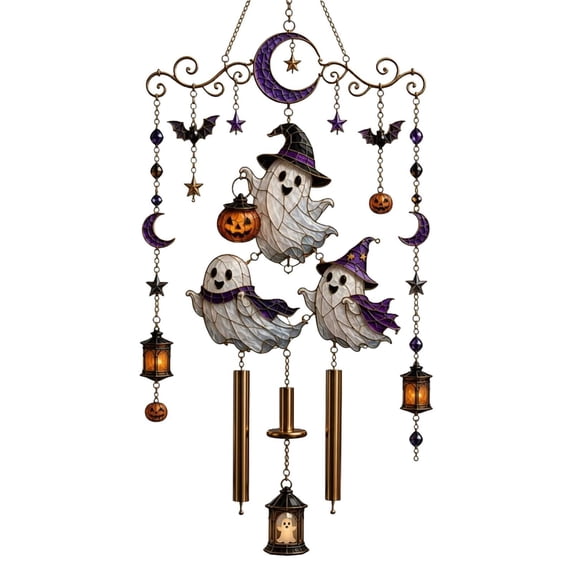 Colorful Halloween Wind Chime Hanging Decor, Indoor Outdoor Porch Garden Festive Seasonal Ornament