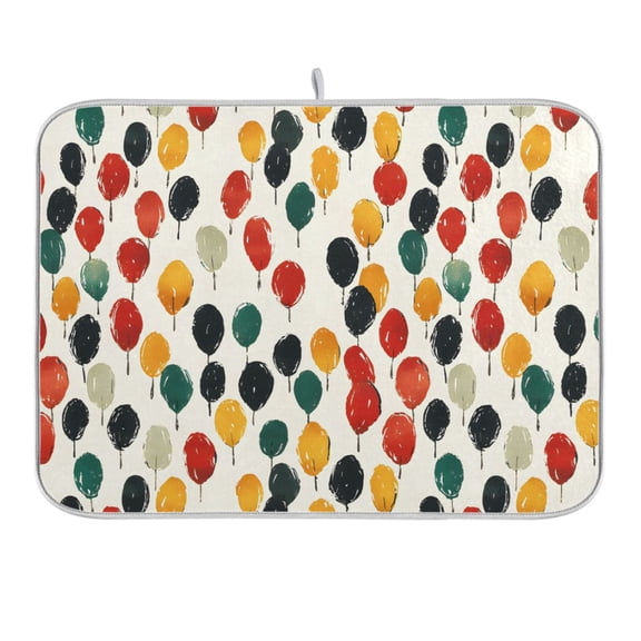 Colorful Hand Drawn Balloon Dish Drying Mat 16x18 Absorbent Microfiber Draining Rack Pad for Kitchen Counter Sink