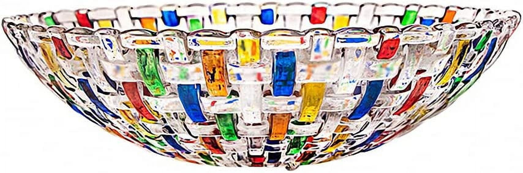 Colorful Hand-Painted Glass Fruit Salad Bowl