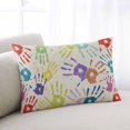 thumbnail image 1 of Colorful Hand Print Throw Pillow Covers, Cartoon Watercolor Graffiti Beige Soft Breathable Pillow Cases with Invisible Zipper for Sleeping, Body Pillowcases for Couch Bed Sofa Chair 24x36 Inches, 1 of 9