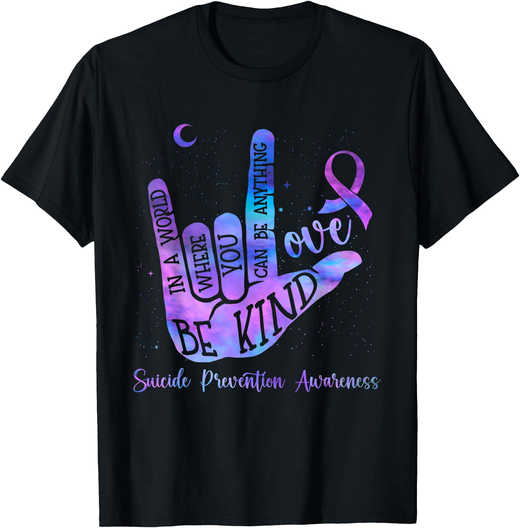 Colorful Hand Sign Love T-Shirt for Suicide Prevention Awareness and ...