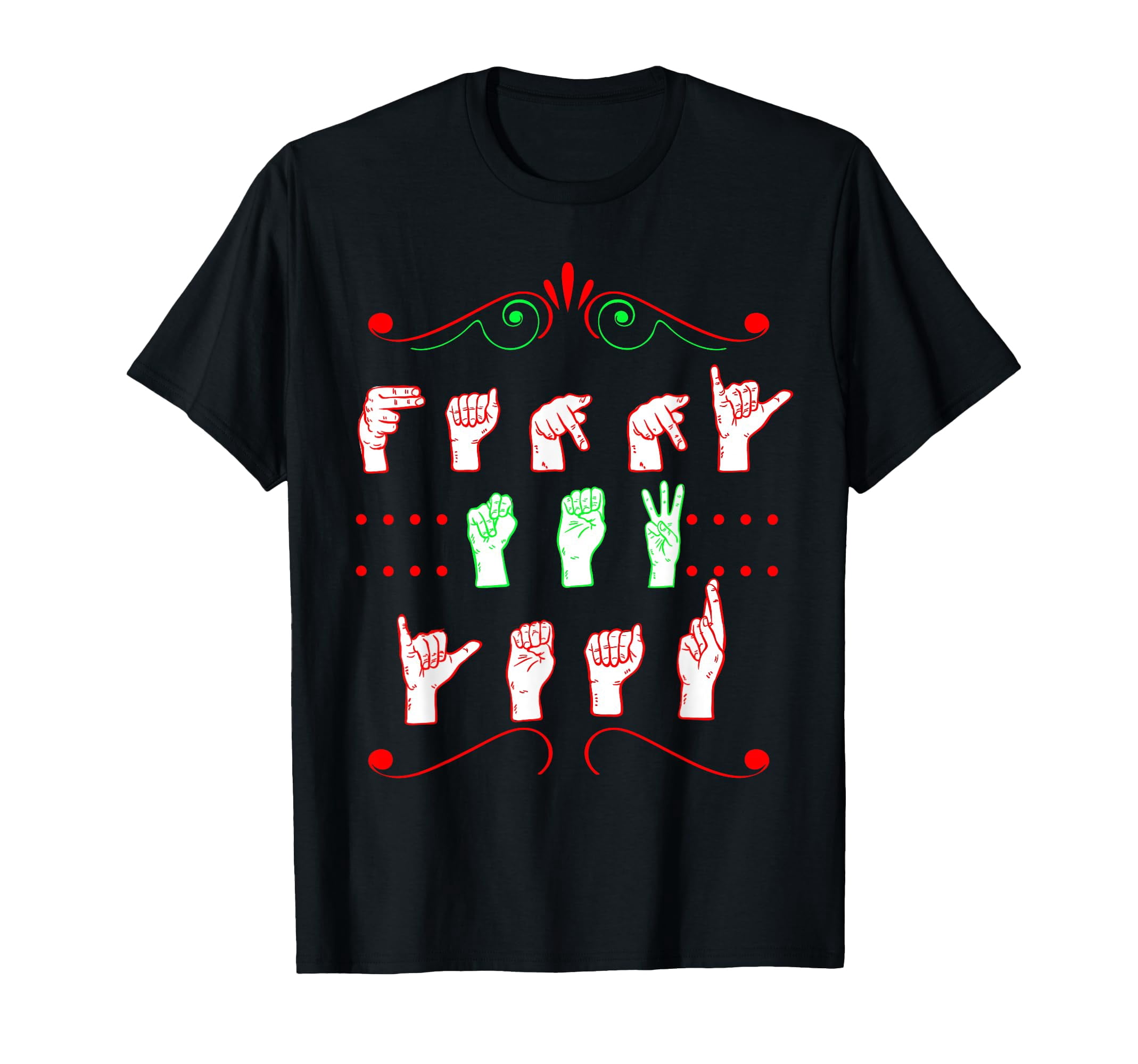Colorful Hand Signs Happy New Year T-Shirt for ASL Hearing Impaired ...