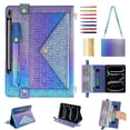 thumbnail image 1 of Colorful Handbag for Samsung Galaxy Tab S9 FE Plus/S9 Plus/S10 Plus, Stand PU Leather Cover with Crossbody Strap & Handstrap with elastic, Multi-Card Slots Cash Pen Slot Envelope Case, Colorful, 1 of 10
