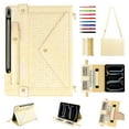 thumbnail image 1 of Colorful Handbag for Samsung Galaxy Tab S9 FE/S9, Folio Stand PU Leather Cover with Crossbody Strap & Handstrap with elastic, Multi-Card Slots Cash Pocket Pen Slot Envelope Case, Apricot, 1 of 10