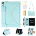 thumbnail image 1 of Colorful Handbag for iPad mini 2021/mini 2024, Stand PU Leather Protection Cover with Crossbody Strap&Handstrap with elastic, Multi-Card Slots Cash Pocket Pen Slot Envelope Case, Blue, 1 of 10