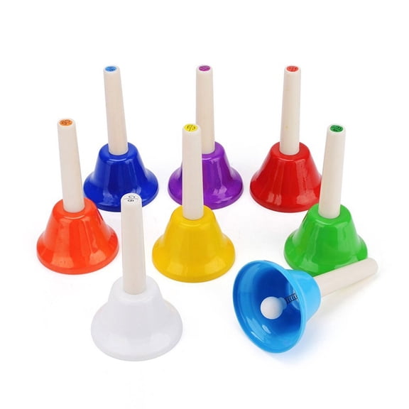 Colorful Handbells Set 8 Note Musical Bells Hand Percussion Bells Music Toy Birthday Gift for Children Kids