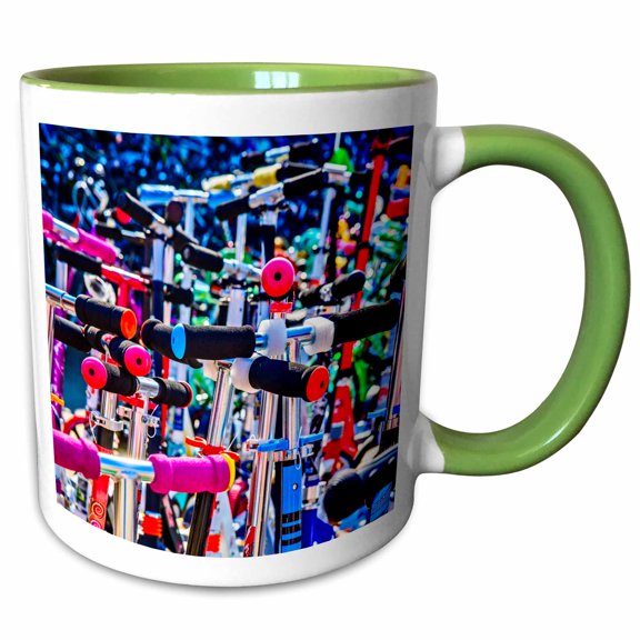3drose, Colorful Handle Bars. Choose Your Scooter. Funny Abstract, 11oz Two-tone Green Mug
