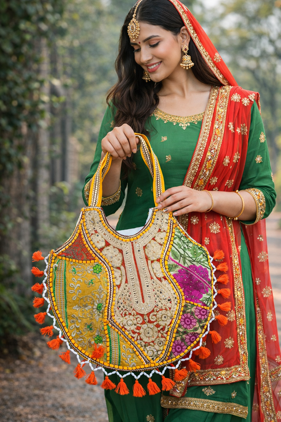 Colorful Handmade Patchwork Embroidered Boho Shoulder Bag with Tassels, Ethnic Floral Design, Stylish Vintage Tote for Travel and Everyday Fashion