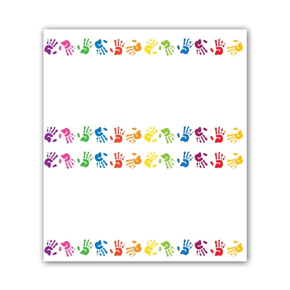 Colorful Handprints Table Tents - 3.54- Unfolded, 3.52- Folded, 25 Cards B77525