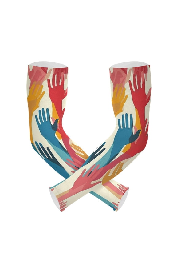 Colorful Hands Gardening Sleeves UV Sun Protection Cooling Arm Sleeves Anti-Scratch Farmers Sleeves for Women Men