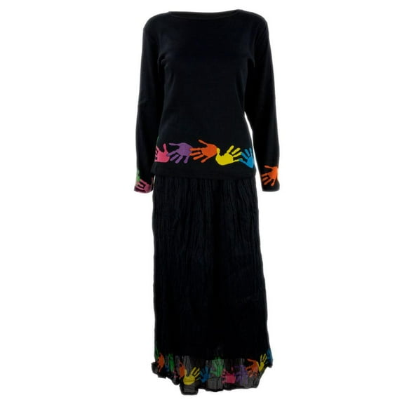 Colorful Hands Long Sleeve T-Shirt and Skirt Set - Medium