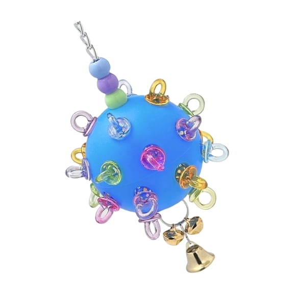 Colorful Hanging Bird Toy Chewable Rubber Ball Parrots Chewing Toy For Parrots Cage Enrichment and Entertainment