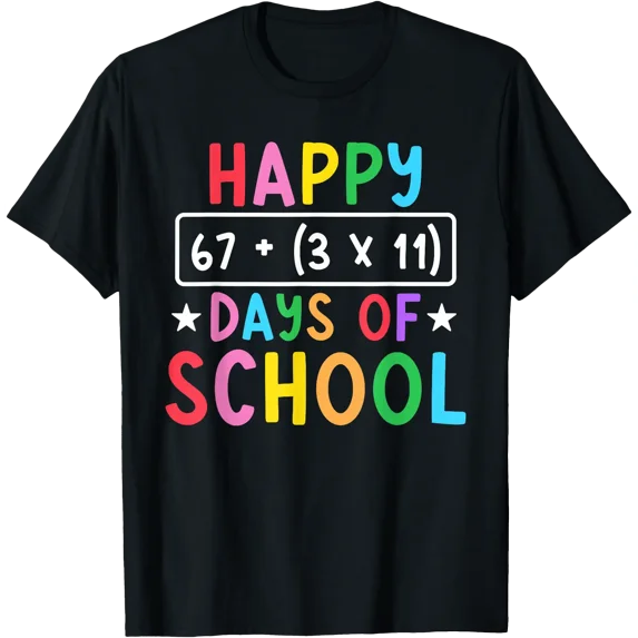 Colorful Happy 100 Days of School Math Equation T-Shirt for Teachers ...